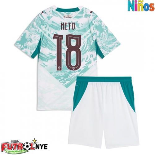 Camiseta Portugal Pedro Neto #18 Visitante Equipación para niños Mundial 2026 manga corta (+ pantalones cortos)